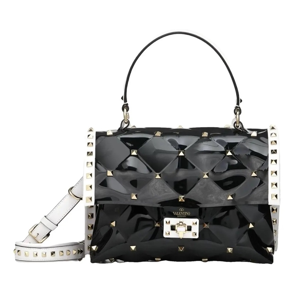 Valentino Black and White Studded Shoulder Bag